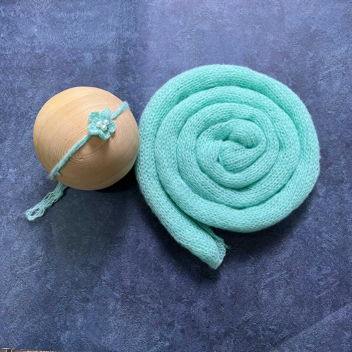 Soft Knit Mohair Wrap with Headwear Set