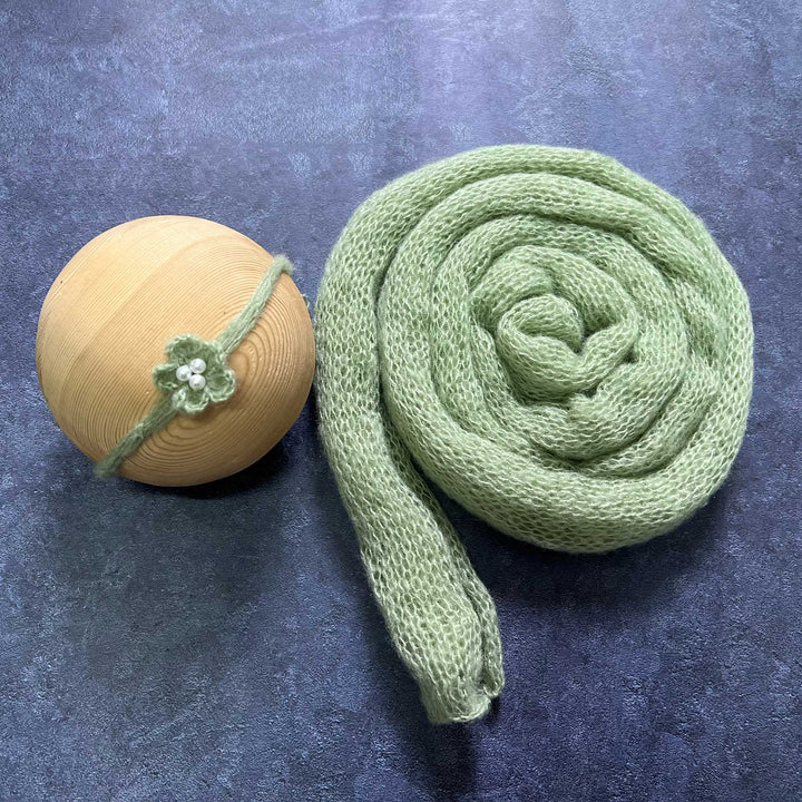 Soft Knit Mohair Wrap with Headwear Set