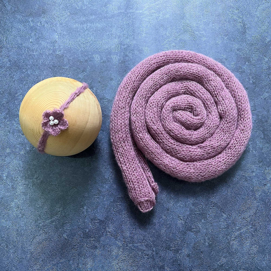 Soft Knit Mohair Wrap with Headwear Set