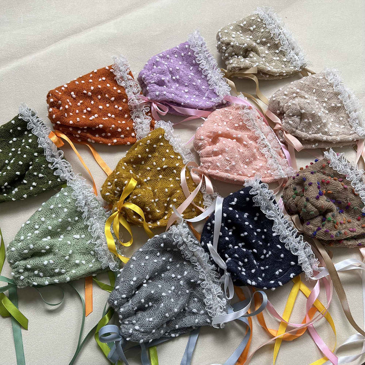 Polka Dot Hat with Lace Trim