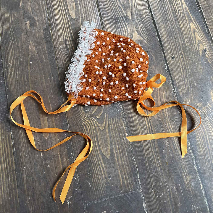 Polka Dot Hat with Lace Trim