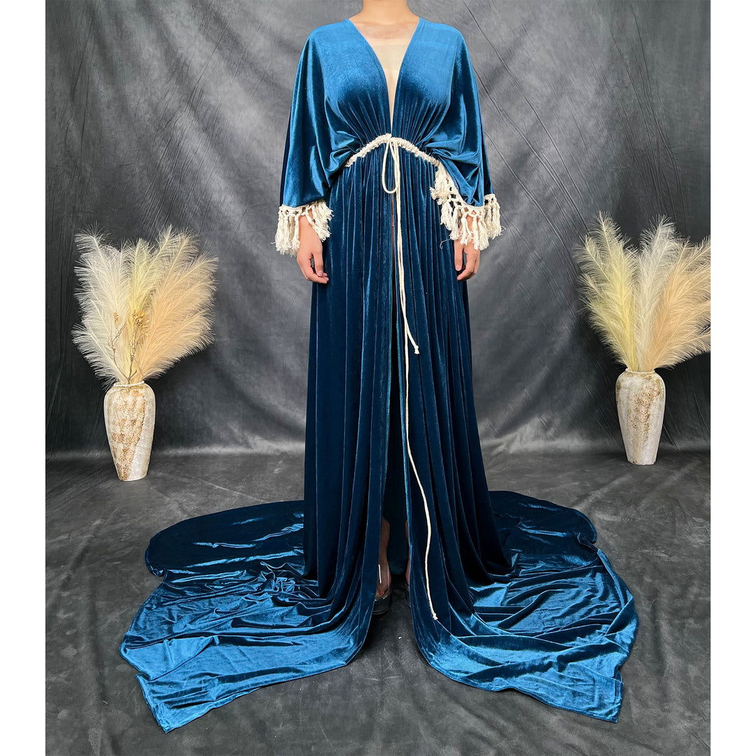 Enid Velvet Split Robe Gown