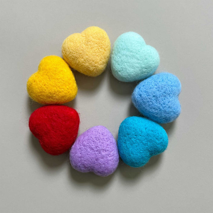 7pcs/lot Handmade Wool Felt Heart Shape Accessories