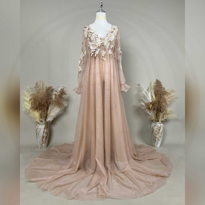 Vestido con bordado floral en 3D Elma