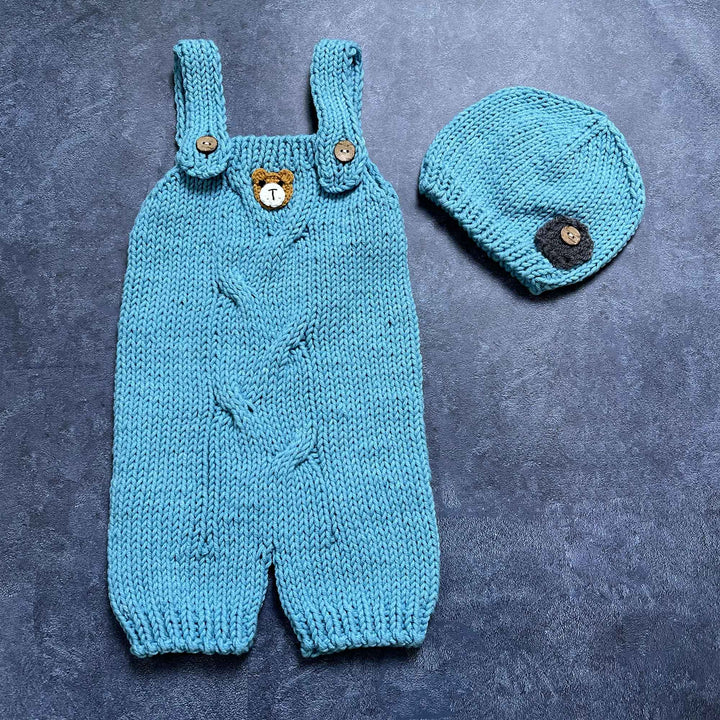 Baby Knit Suspender Pants & Hat Set