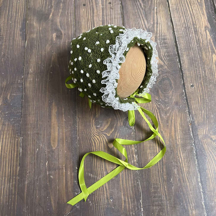 Polka Dot Hat with Lace Trim