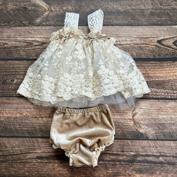 Embroidered Tulle Cami Top & Bloomer Set