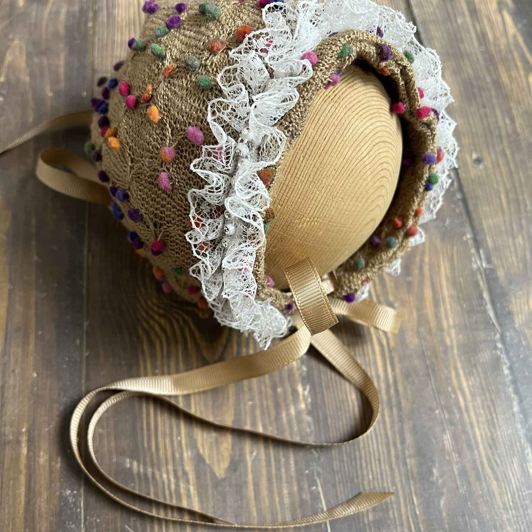 Polka Dot Hat with Lace Trim