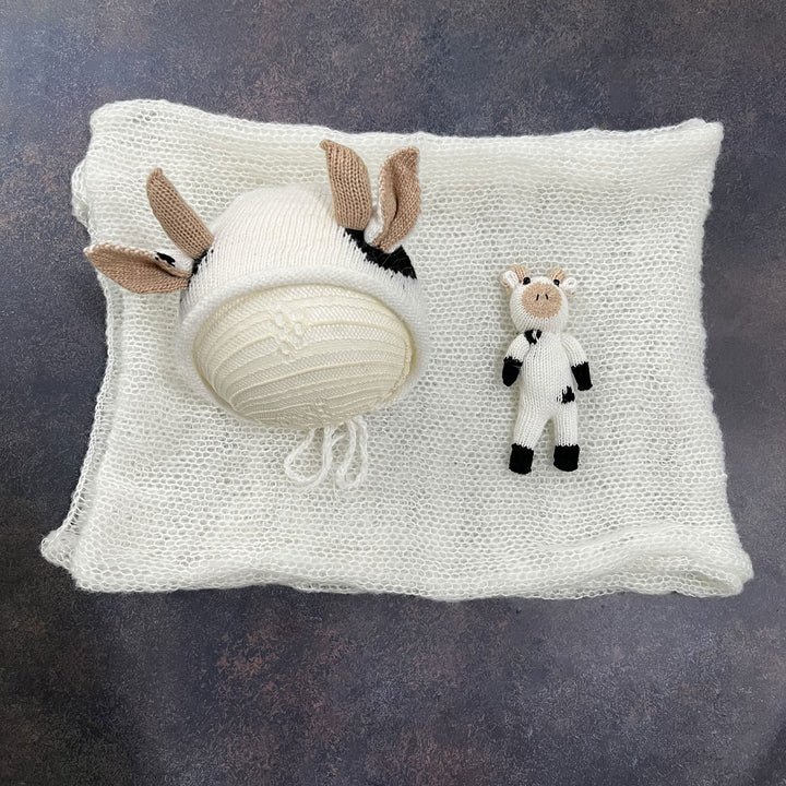 Mohair Wrap Bonnet with Matched Calf Doll Set