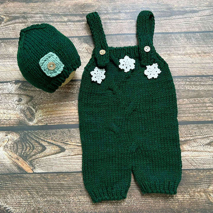 Baby Knit Suspender Pants & Hat Set
