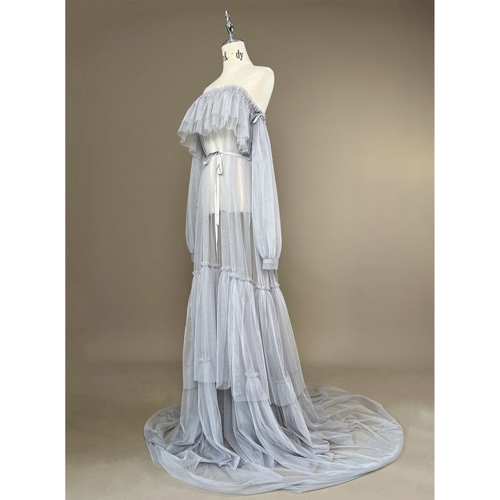 Grey Tulle Boob Tube Dress