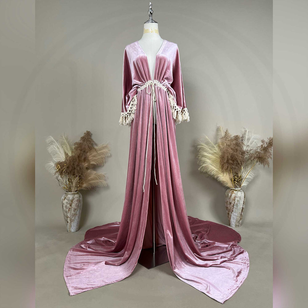 Enid Velvet Split Robe Gown