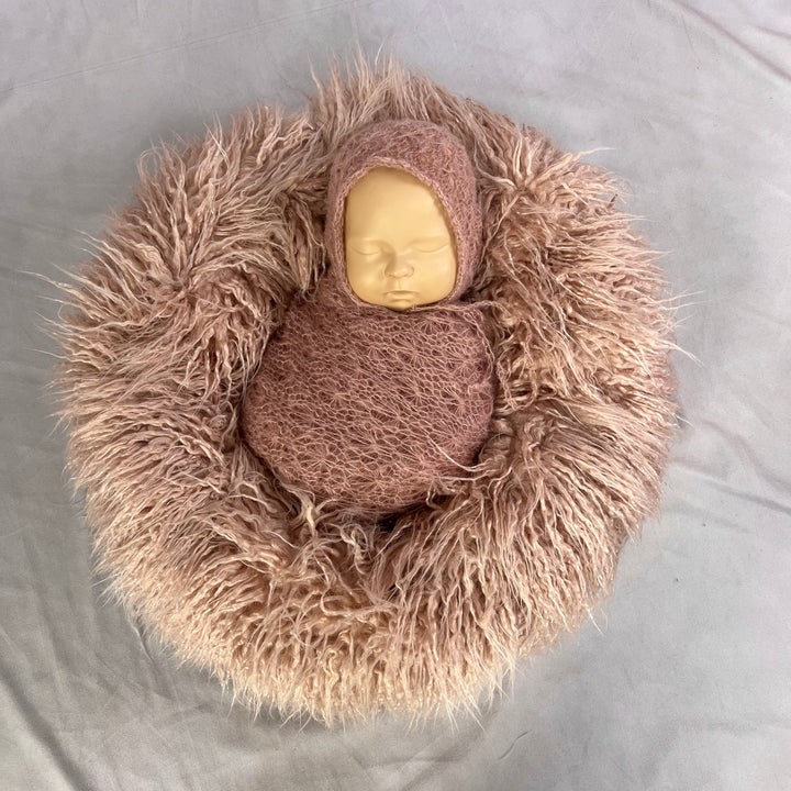 Ready to ship Set (Faux Fur Donut Posing Prop matching Wrap and Hat)