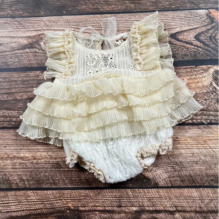 Beige Tutu Newborn Dress