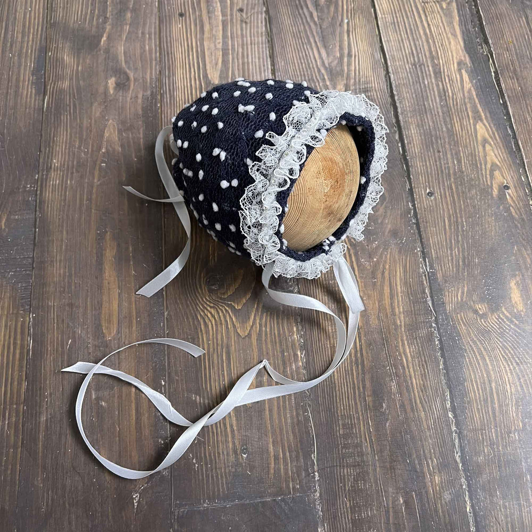 Polka Dot Hat with Lace Trim