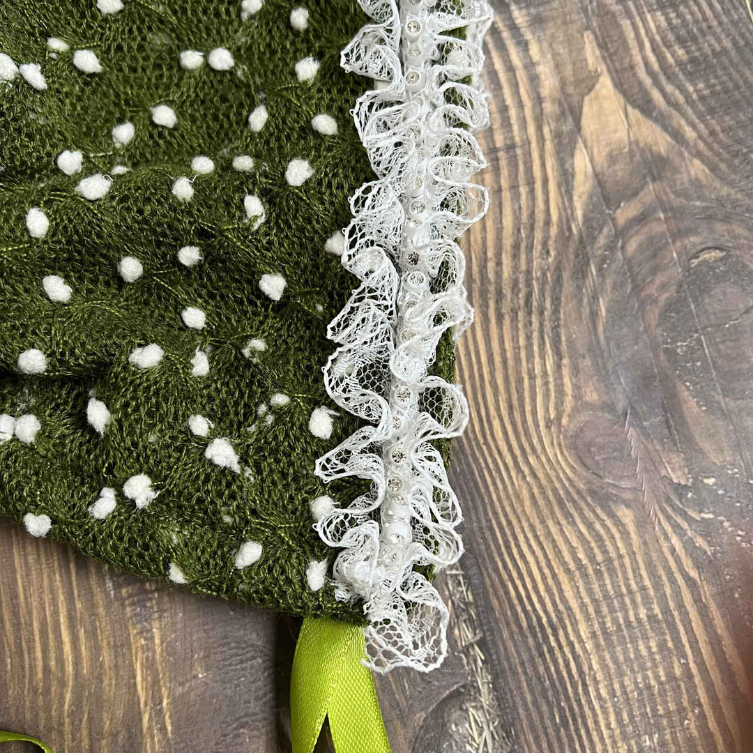 Polka Dot Hat with Lace Trim