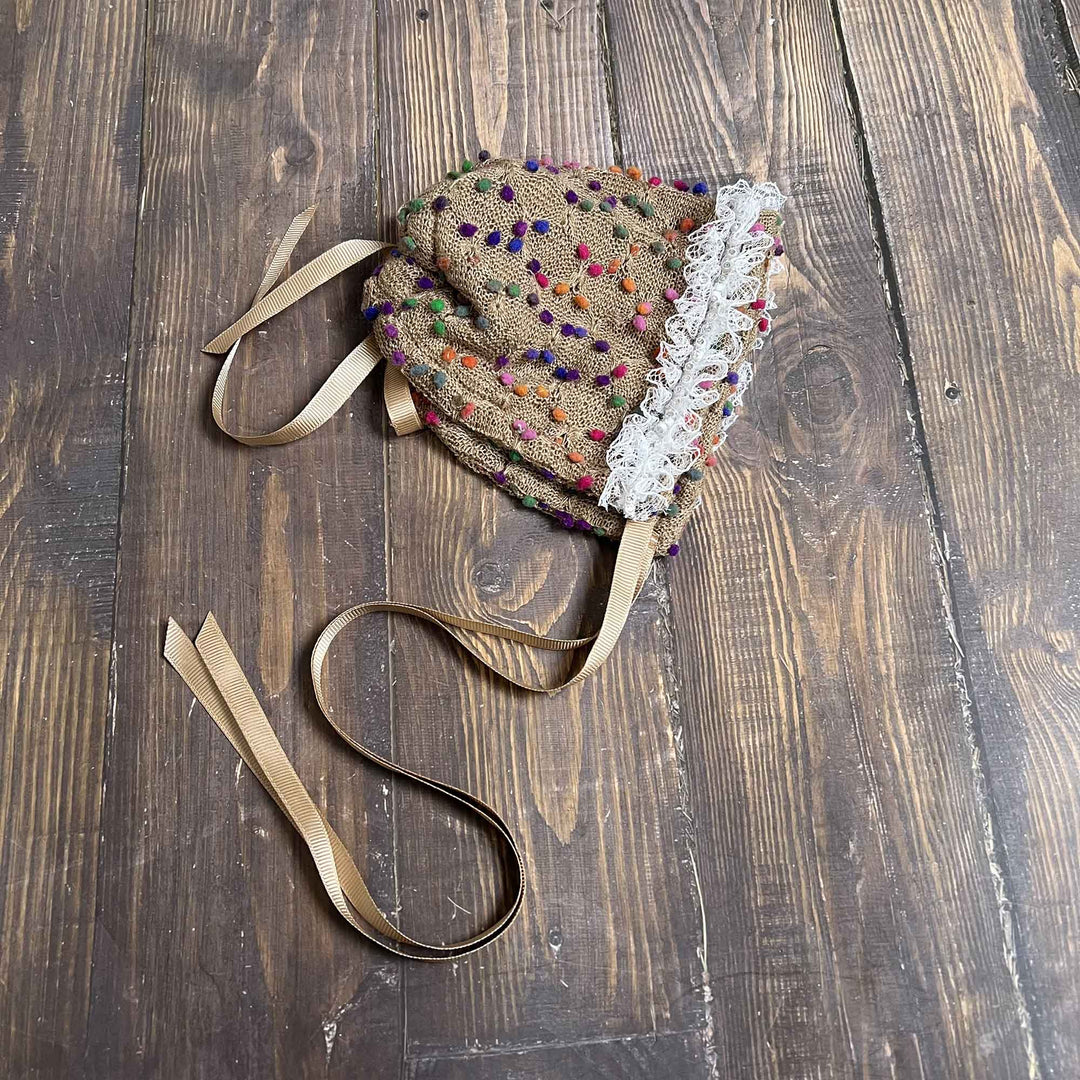 Polka Dot Hat with Lace Trim