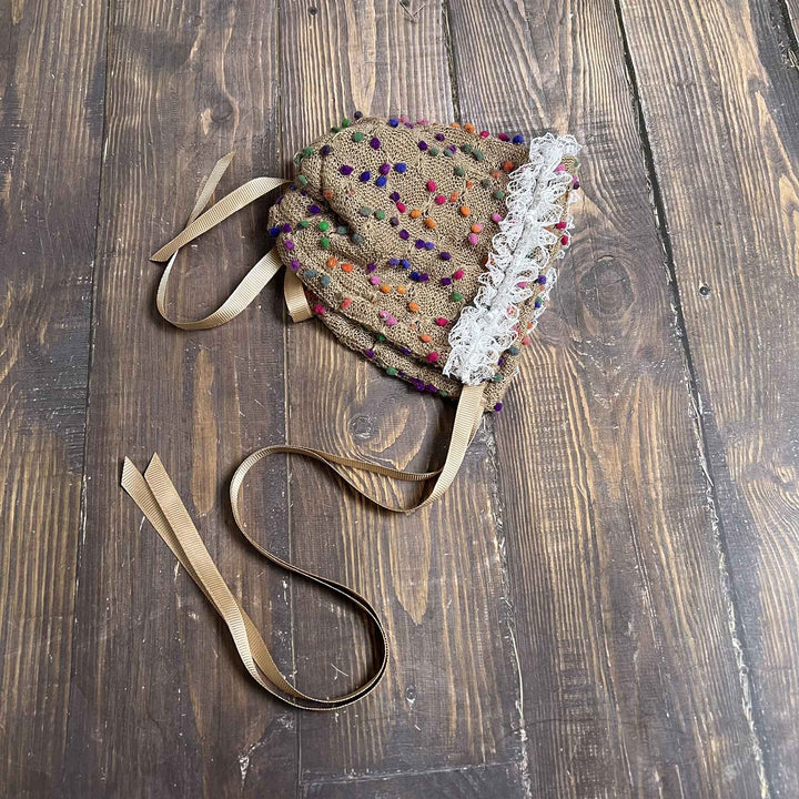 Polka Dot Hat with Lace Trim