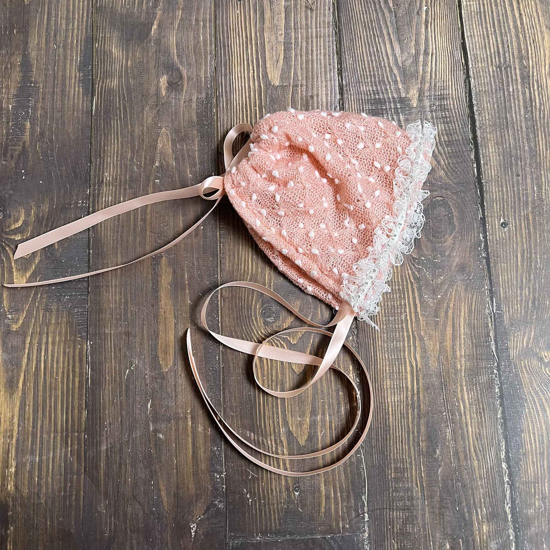 Polka Dot Hat with Lace Trim