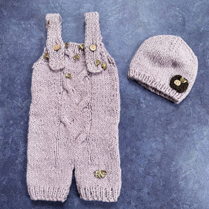 Baby Knit Suspender Pants & Hat Set