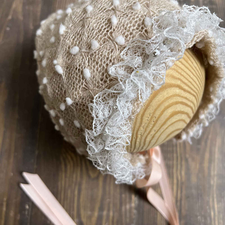 Polka Dot Hat with Lace Trim