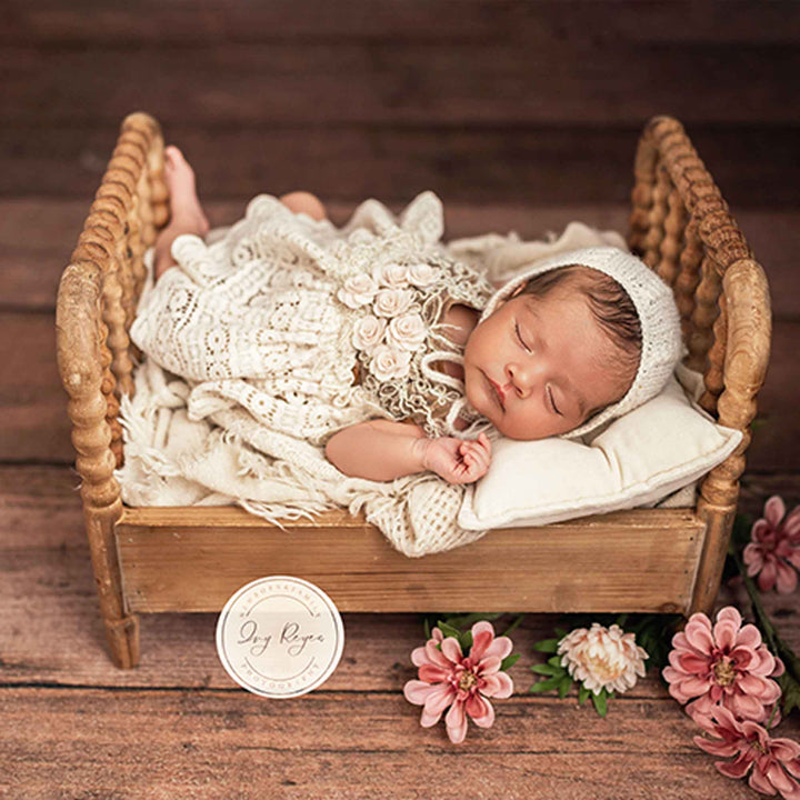 Cotton Crochet  Newborn Sundress & Hat Set