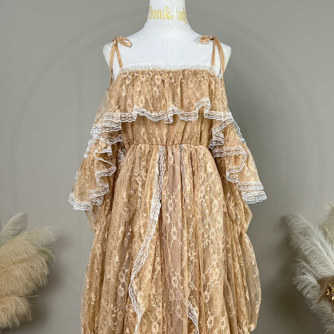 Melinoe Gown | Lace Tiered Ruffle Off-Shoulder Maternity Photography Dress