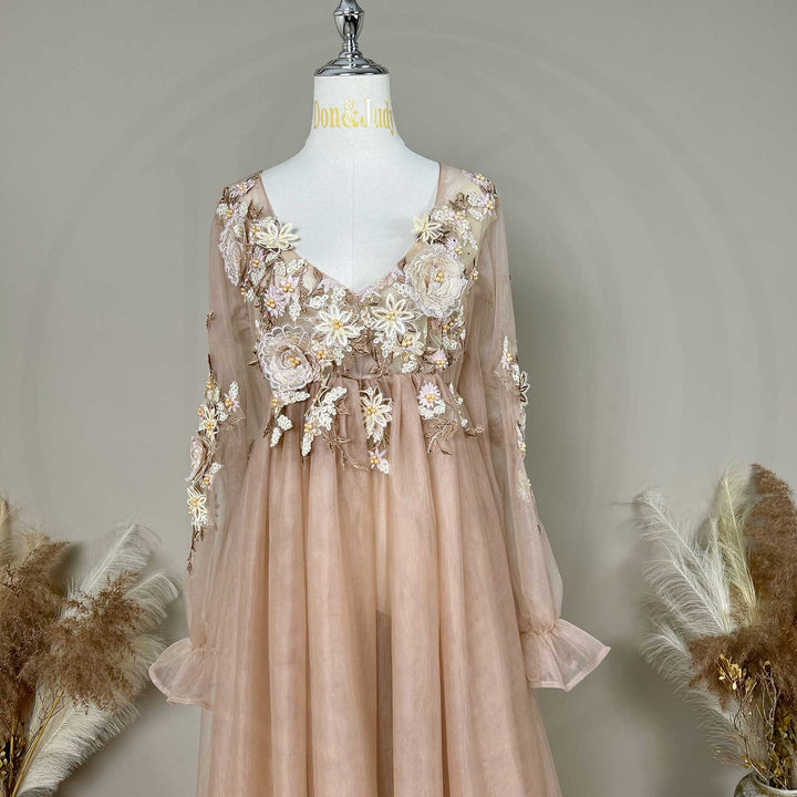 Vestido con bordado floral en 3D Elma