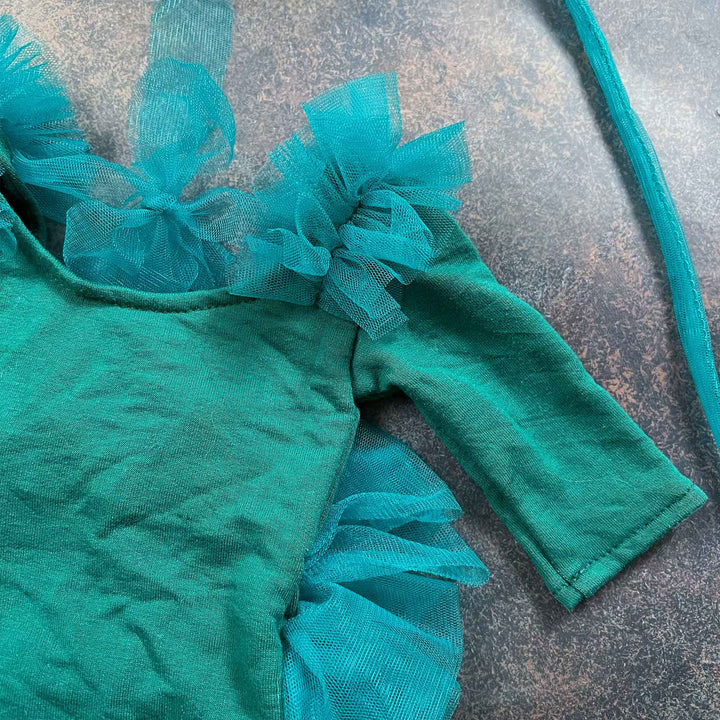 Dark Green Tulle Newborn Romper