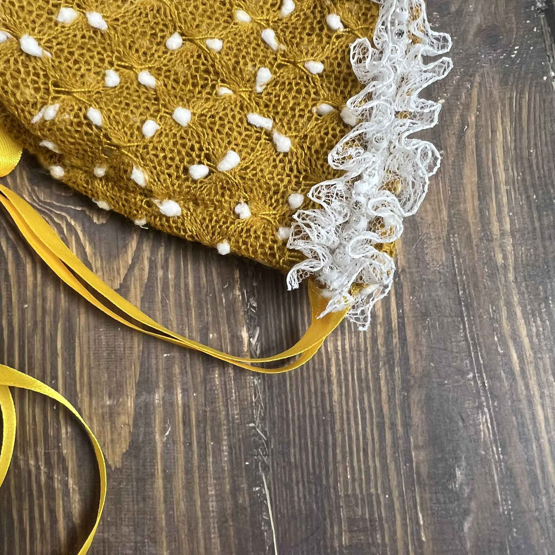 Polka Dot Hat with Lace Trim