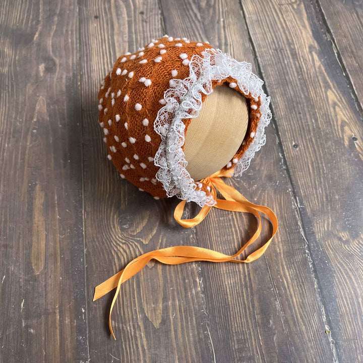 Polka Dot Hat with Lace Trim