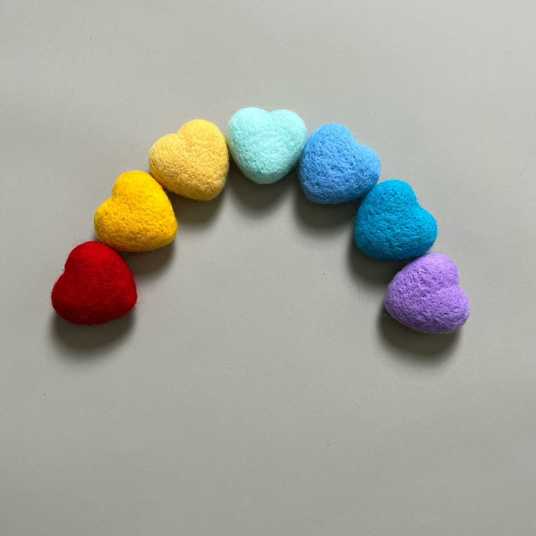 7pcs/lot Handmade Wool Felt Heart Shape Accessories