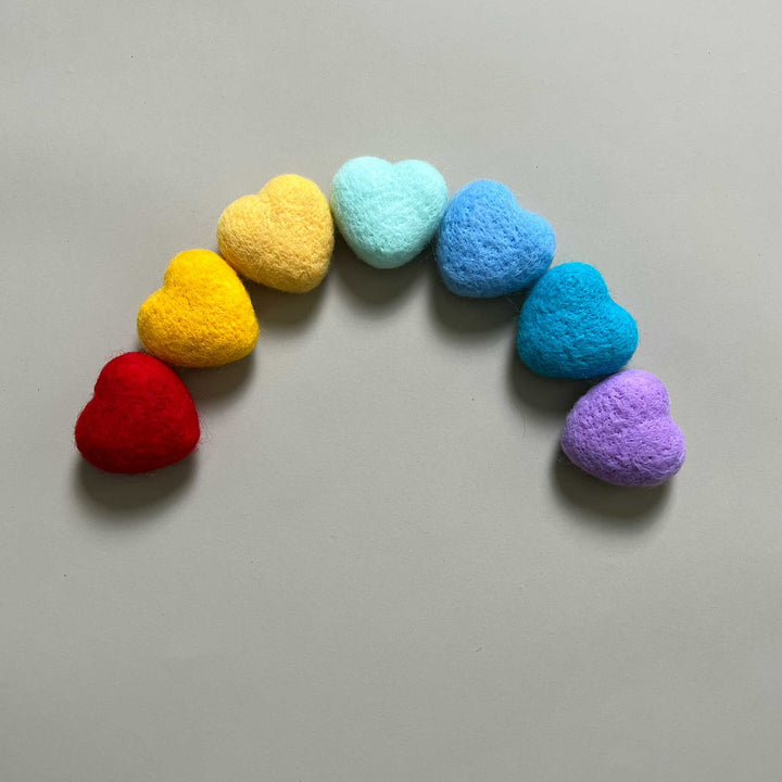 7pcs/lot Handmade Wool Felt Heart Shape Accessories