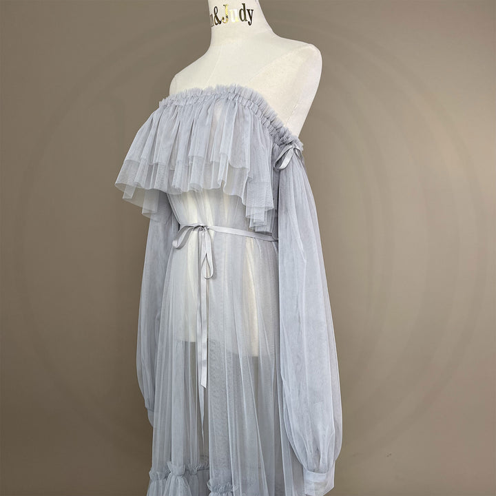 Grey Tulle Boob Tube Dress