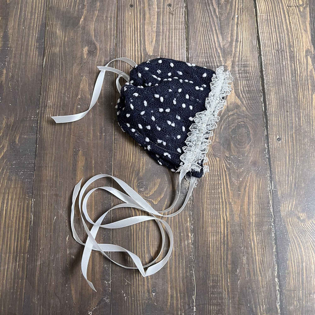 Polka Dot Hat with Lace Trim
