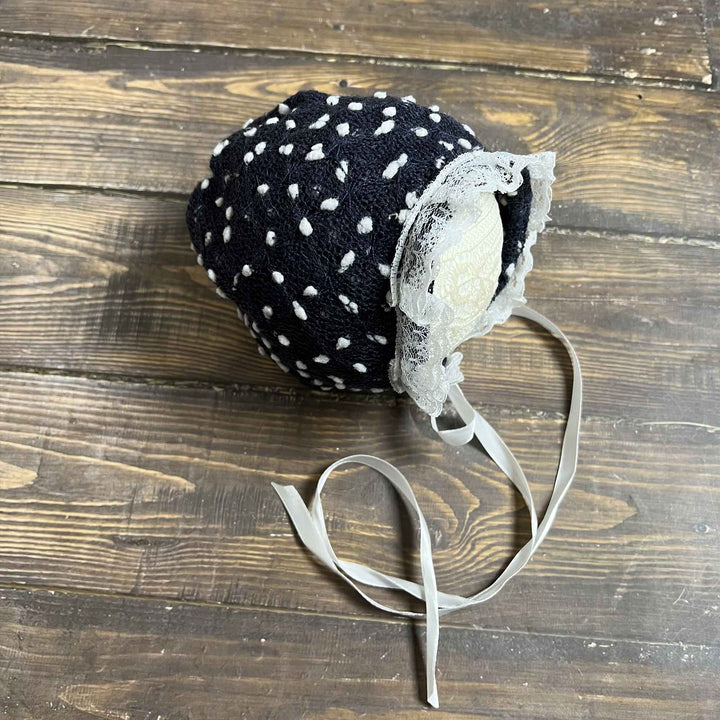 Polka Dot Hat with Lace Trim