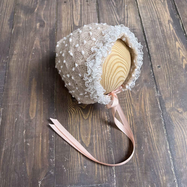 Polka Dot Hat with Lace Trim