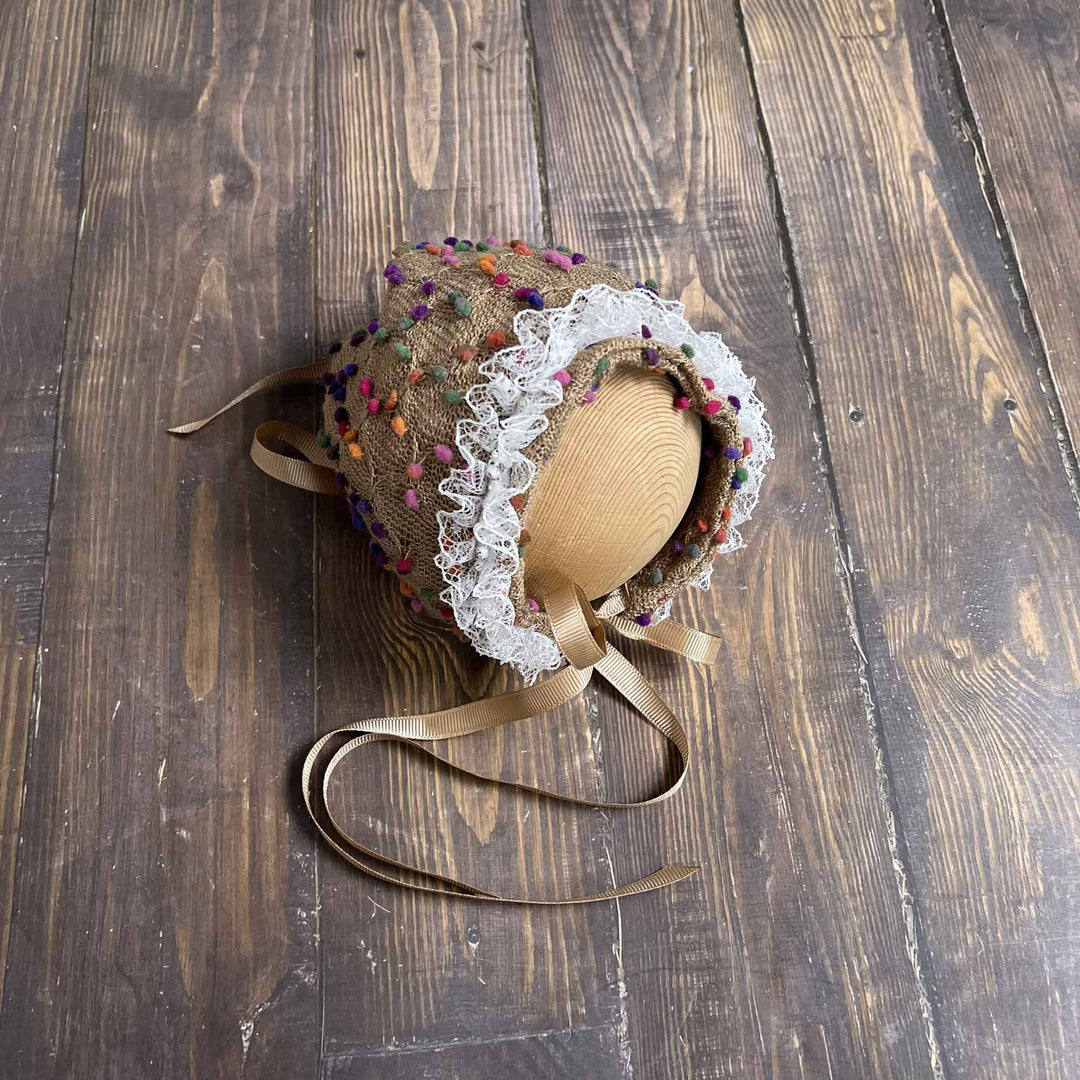 Polka Dot Hat with Lace Trim