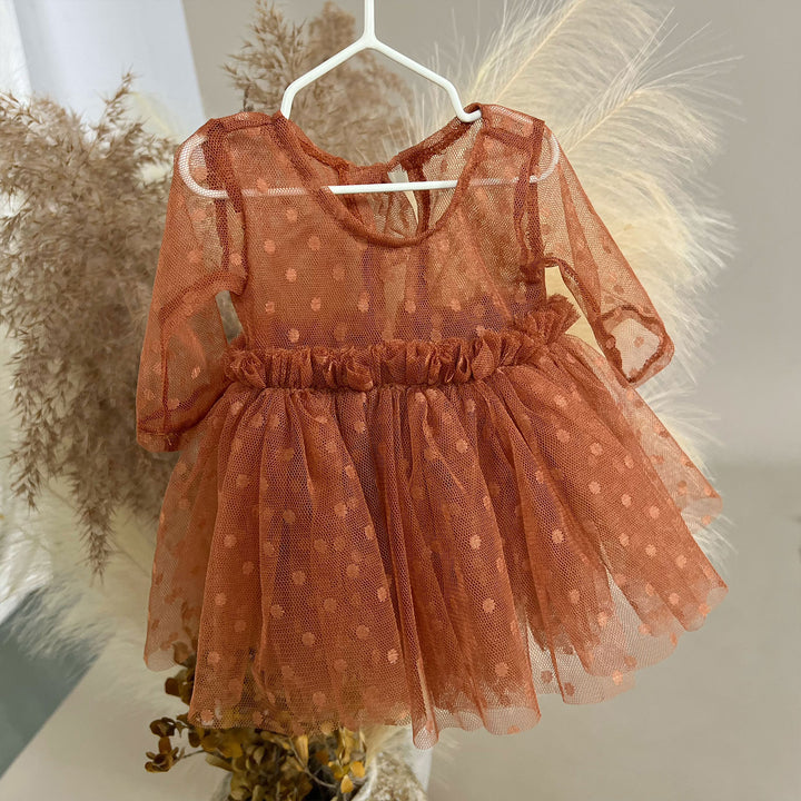 Newborn Rust Red Tulle Dress & Hat Set