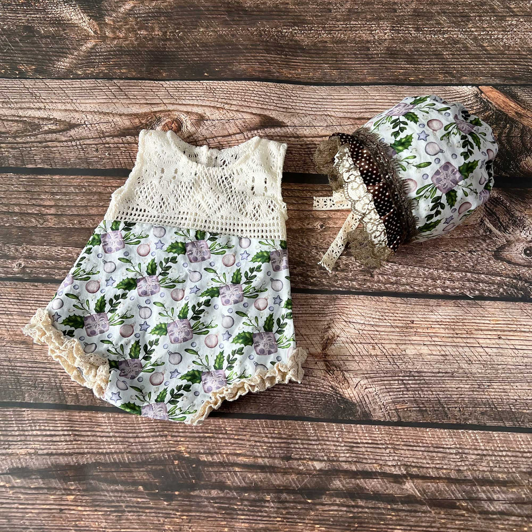 Floral Newborn Romper + Hat Set