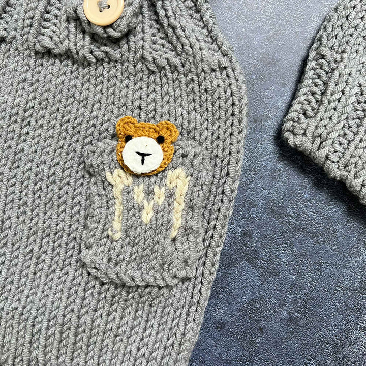 Bear Pocket Suspender Pants & Beanie Hat Set