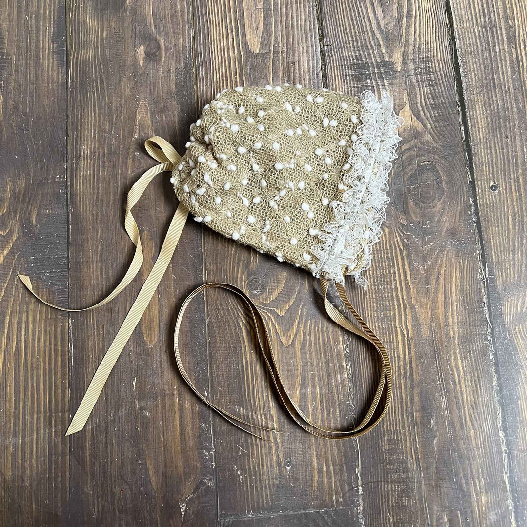 Polka Dot Hat with Lace Trim