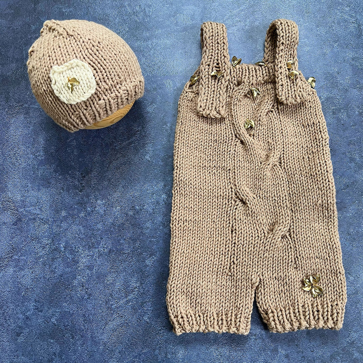 Baby Knit Suspender Pants & Hat Set