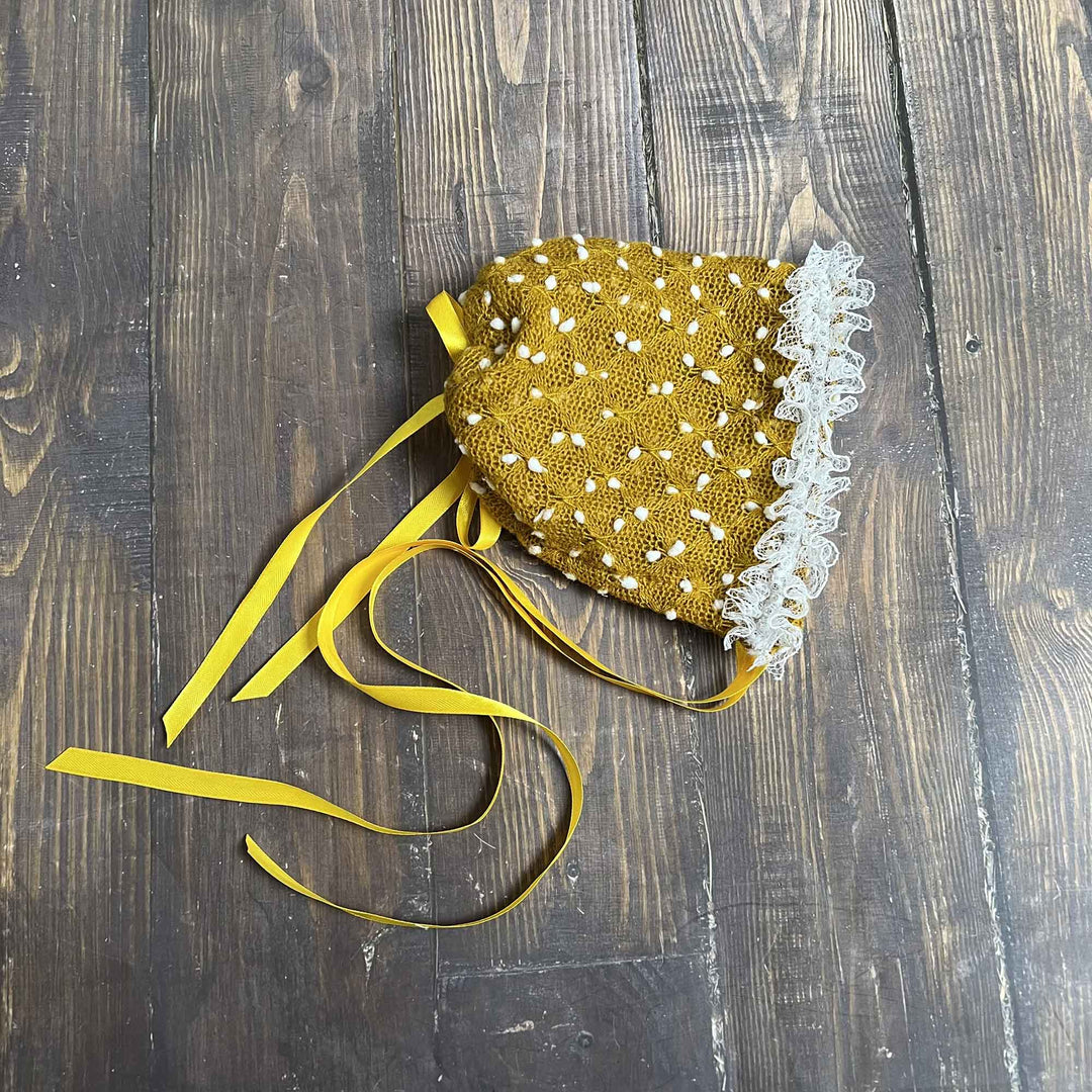 Polka Dot Hat with Lace Trim