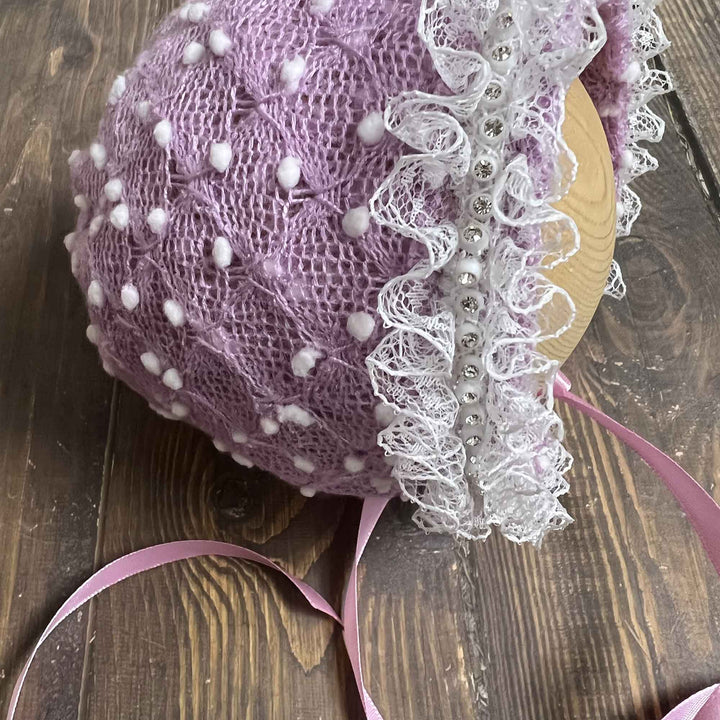 Polka Dot Hat with Lace Trim