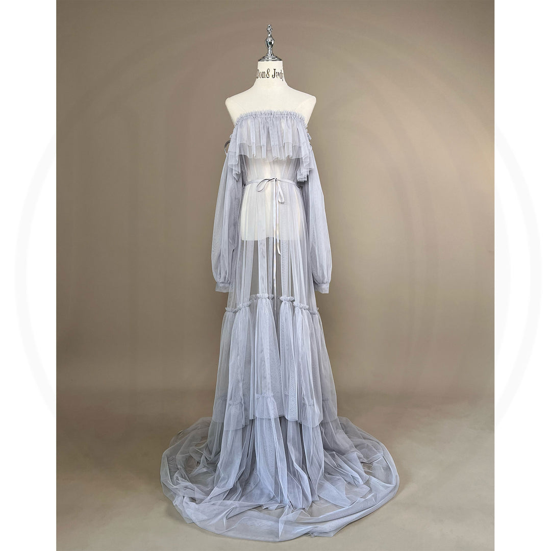 Grey Tulle Boob Tube Dress