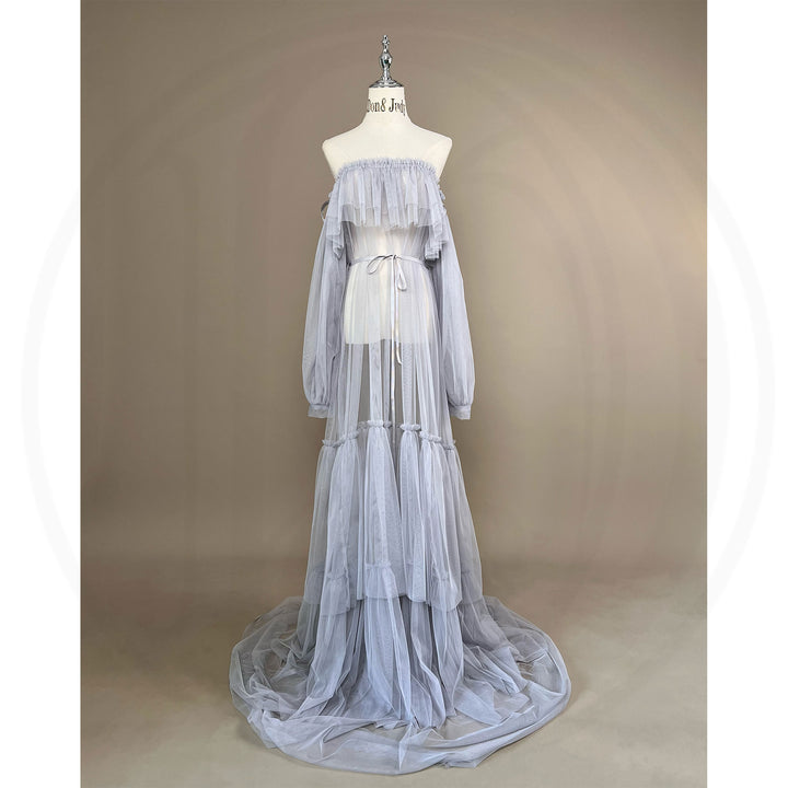 Grey Tulle Boob Tube Dress