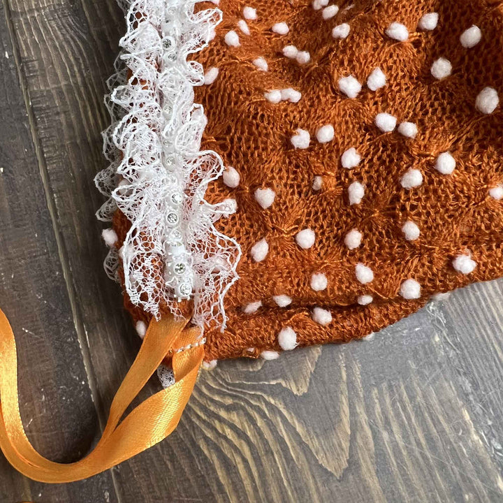 Polka Dot Hat with Lace Trim