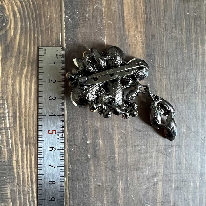 Bright Red Rhinestone Brooches