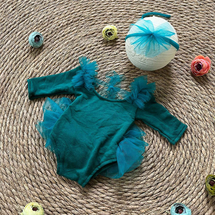 Dark Green Tulle Newborn Romper